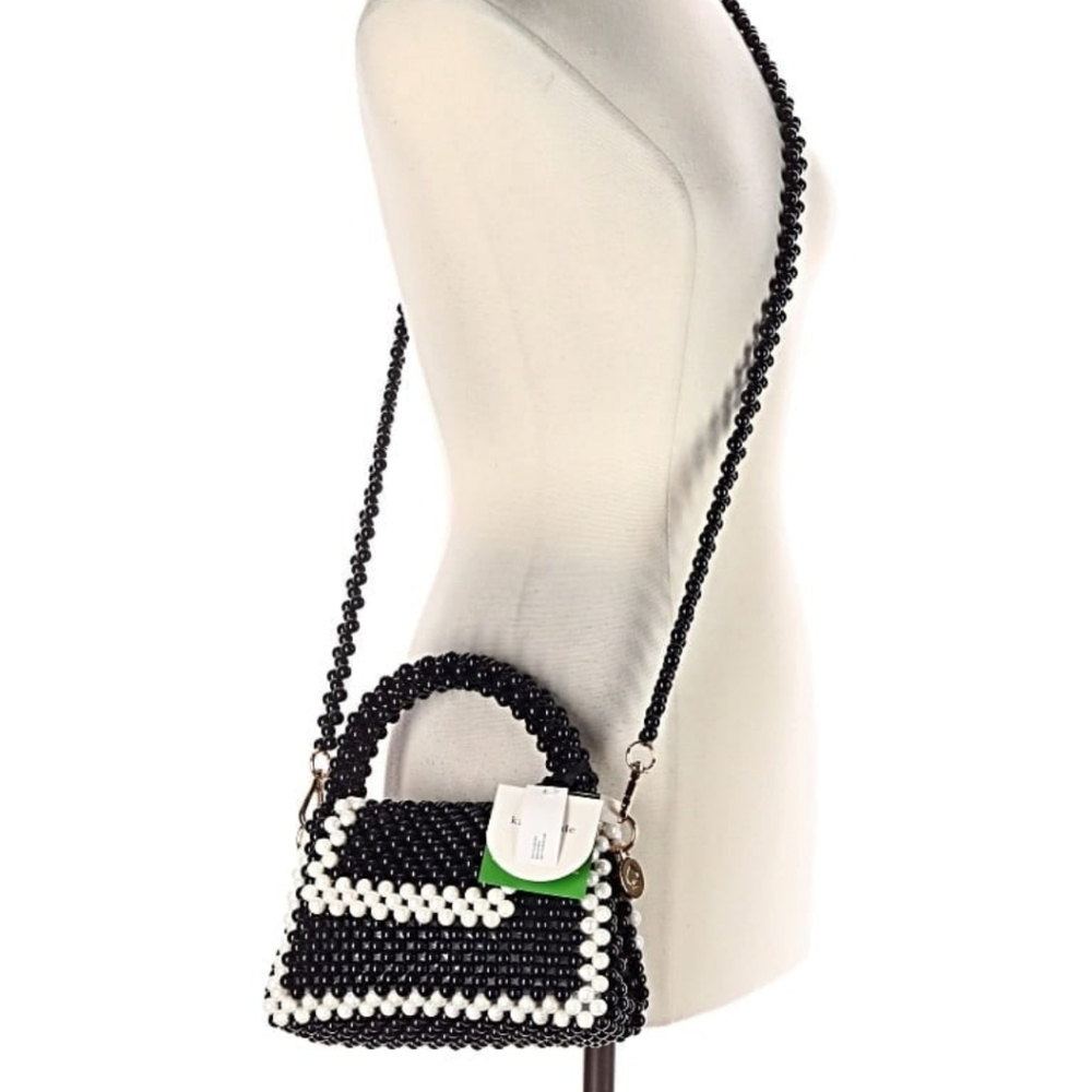 Stylish Black and White Beaded Mini Bag